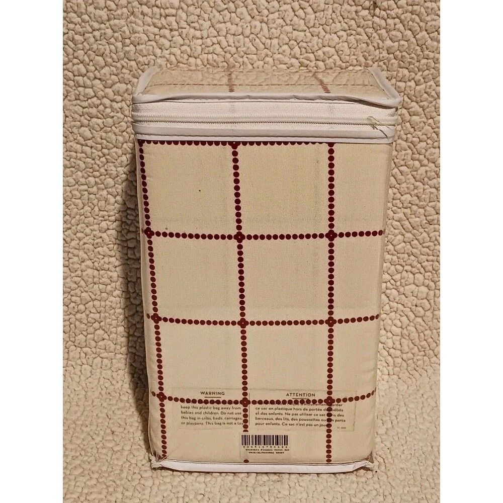 STANDARD Textiles Flannel Duvet Set & Shams in Cream with Red Grid